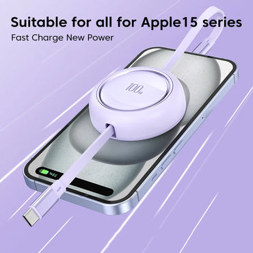 Retractable 100W PD Type C to USB C fast charging cable
