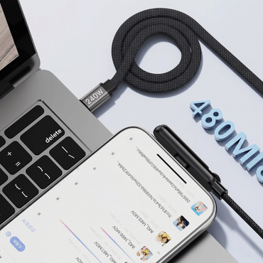 PD 240W charging cable with integrated charging base.