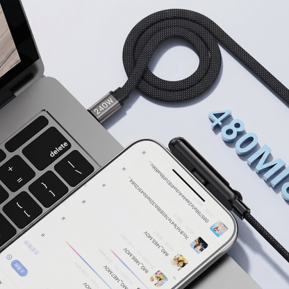 PD 240W charging cable with integrated charging base.